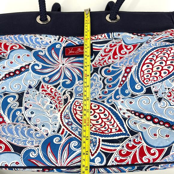 Vera Bradley Seaside Miller Grand Tote Blue Paisley Double Handle - Picture 10 of 14